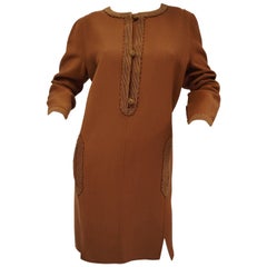 Early 1980s Oscar de La Renta Saffron Kaftan Tunic Dress
