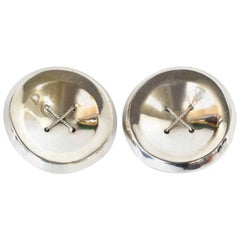 Retro 1985 Kalibre Harlene Korey Oversized Silver Button Earrings