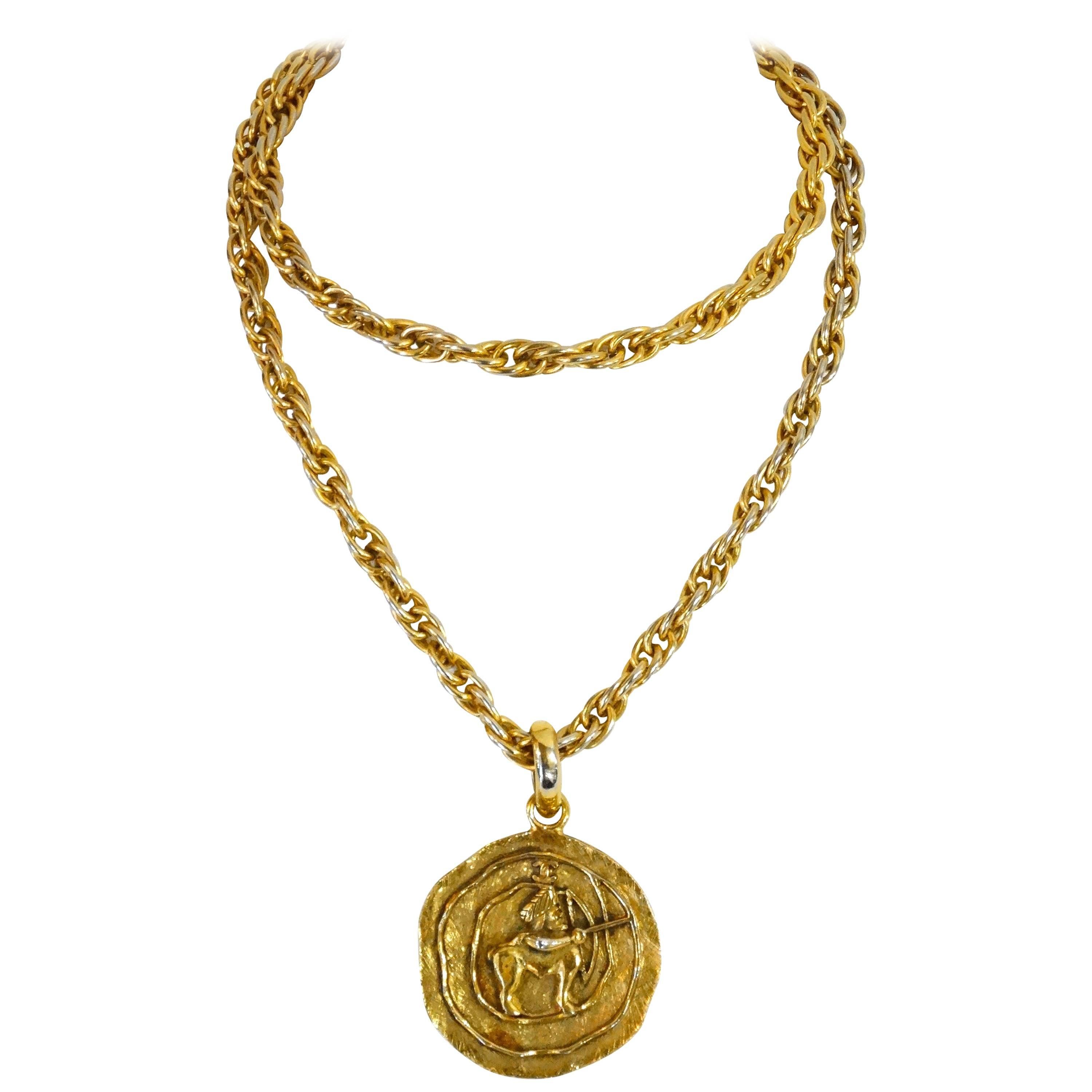 1984 Chanel Sagittarius Zodiac Medallion Necklace  