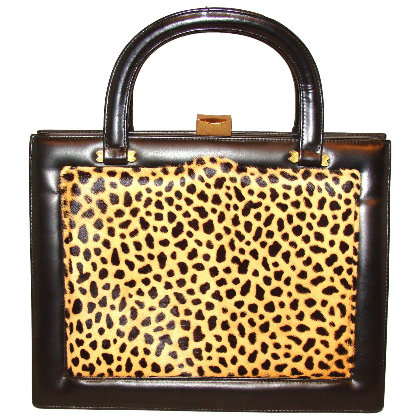 Architectural Spotted Fur Top Handles 1960's Bag FALL!