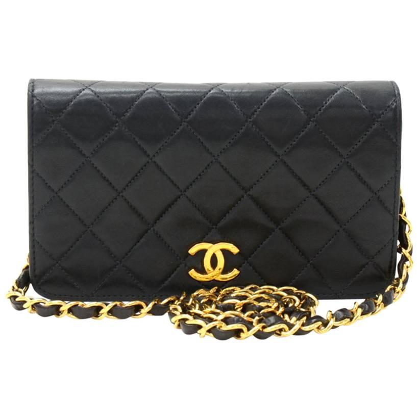Chanel Black Quilted Leather Shoulder Flap Mini Bag Ex