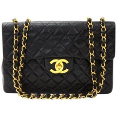 Vintage Chanel Maxi Jumbo Black Quilted Leather Shoulder Flap Bag Vintage Chanel Maxi Jumbo Black Quilted Leather Shoulder Flap Bag