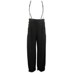 Men's JEAN PAUL GAULTIER Size 32 Black Wool High Rise Pleated Suspender Pants