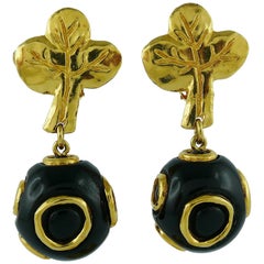Christian Lacroix Vintage Abstract Tree and Ball Dangling Earrings