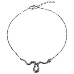 Giulia Barela Ribbon M necklace, 925 silver black rhodium