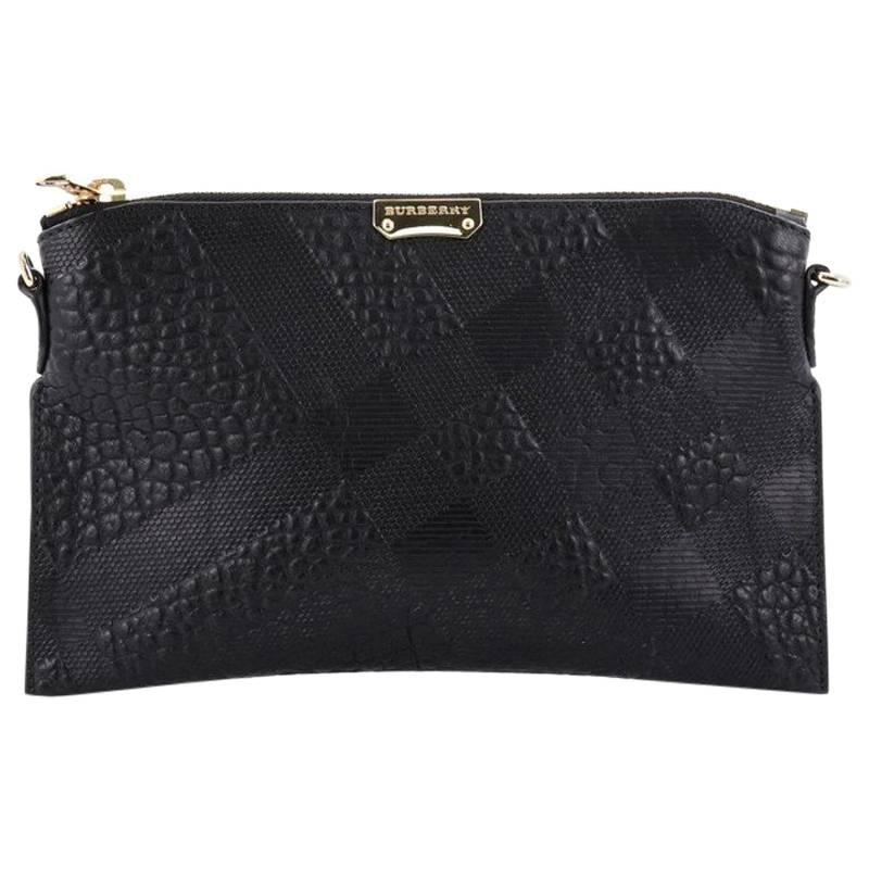 Burberry Peyton Crossbody Bag Embossed Check Leather
