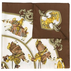 Vintage Hermès Brown Silk 'Chevalerie' Scarf 