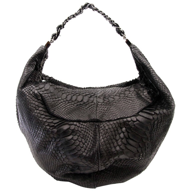 Chanel Python Black Hobo Bag at 1stDibs