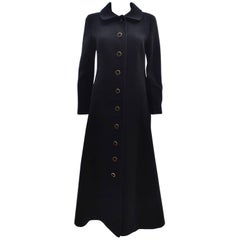Harrods of London Black Long Vintage Coat 1970’s