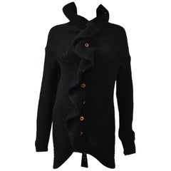 Comme des Garcons Black Ruffle Frill Cardigan with Circle Knitting Technique 200