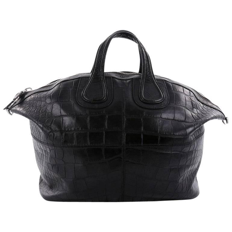 Givenchy Nightingale Satchel Crocodile Embossed Leather XL