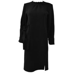 J.W. Anderson Black Boiled Wool Long Sleeve Dress with Raw Edges
