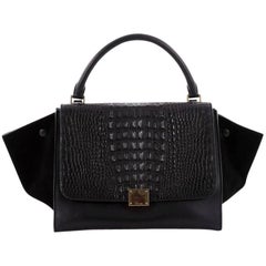 Celine Trapeze Handbag Crocodile and Leather Medium