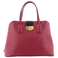 Prada Convertible Turnlock Flap Promenade Handbag Saffiano Leather