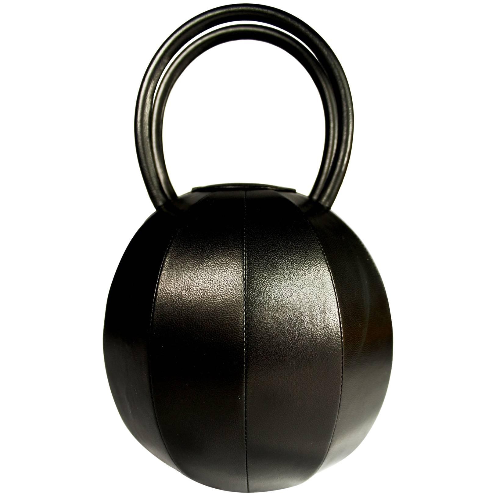 NitaSuri Pilo Black Leather Sphere Handbag For Sale