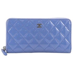 Chanel Zip Around Wallet Quilted Patent Long