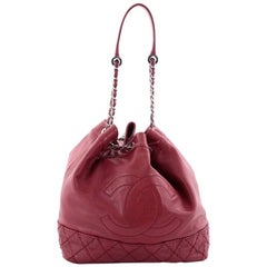 Chanel CC Drawstring Bucket Bag Lambskin Large