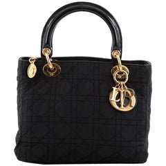 Christian Dior Lady Dior Handbag Cannage Quilt Nylon Medium