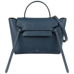 CELINE A/W 2017 Steel Blue Calfskin Leather Top Handle "Mini Belt Bag" NWT