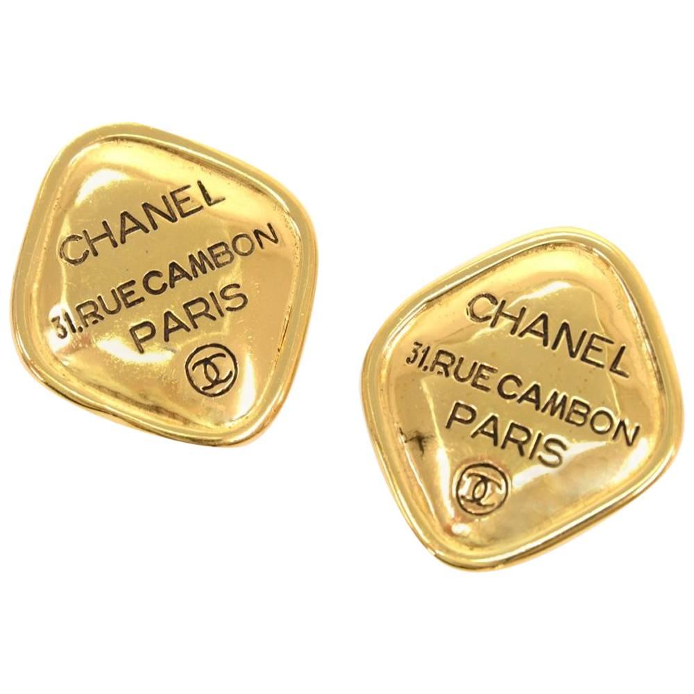 Vintage Chanel Black x Gold Tone Large Earrings