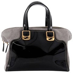 Fendi Chameleon Convertible Satchel Patent Leather and Canvas Medium