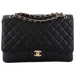 Chanel Classic Single Flap Bag Quilted Caviar Maxi