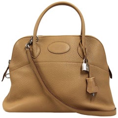 2000s Hermès Camel Taurillon Clemence Leather Bolide Bag