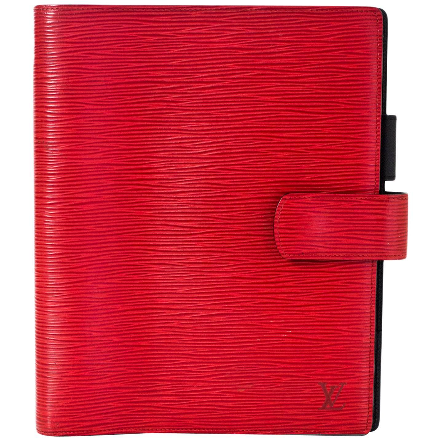 Louis Vuitton Red Epi Leather Large Ring Agenda Book