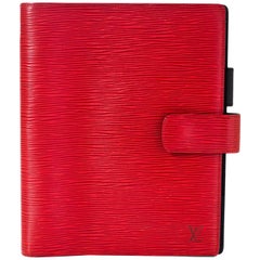 Louis Vuitton Red Epi Leather Large Ring Agenda Book