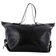 Saint Laurent ID Convertible Bag Crocodile Embossed Leather Large