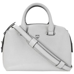 MCM Grey Leather Ella Boston Bowler Bag with DB