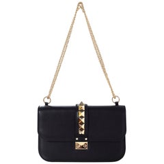 Valentino Black Leather Medium Glam Rock Flap Bag rt. $2, 295