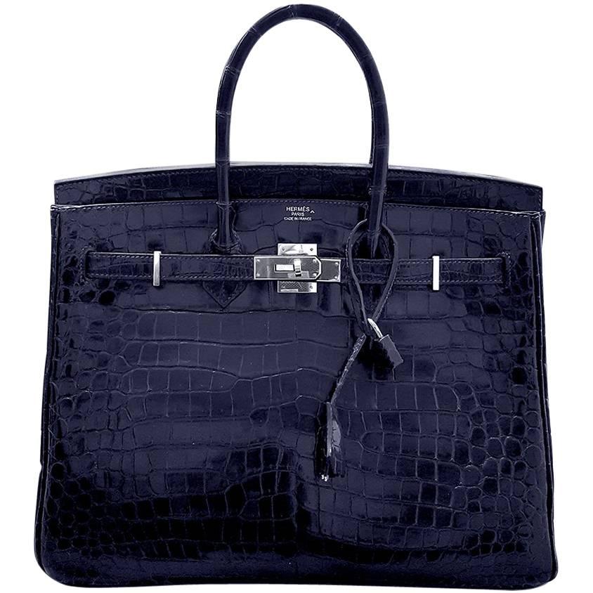 HERMES 35cm Dark Blue Birkin Bag