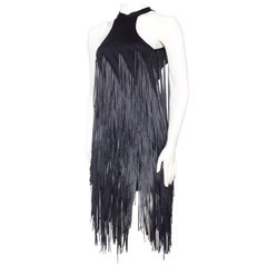 Backless Knit Dress with Ribbon Fringe