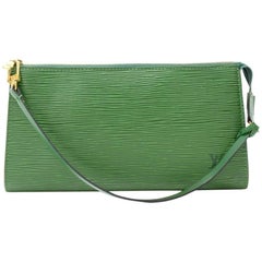 Louis Vuitton Pochette Accessories Green Epi Leather Hand Bag
