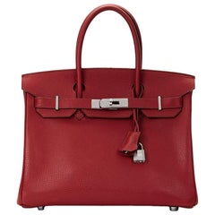 2007 Hermes Rouge Garance Vache Liegee Leather Birkin 30cm