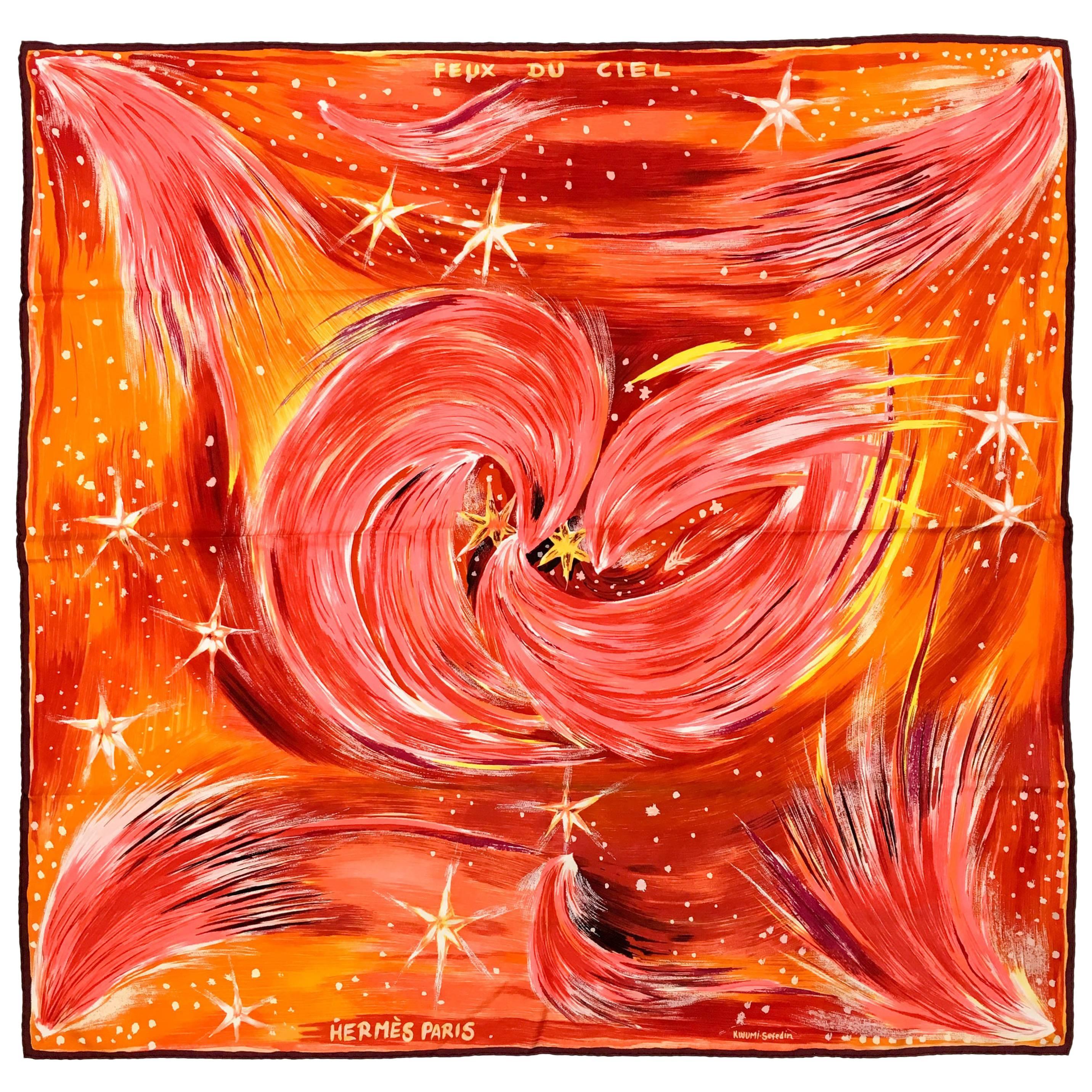 2000 Hermes 'Feux du Ciel' Silk Scarf, by Kwumi-Sefedin