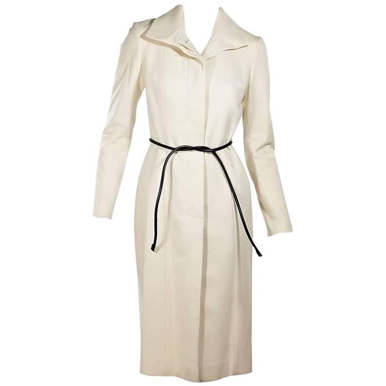 Cream Gucci Belted Wool Coat