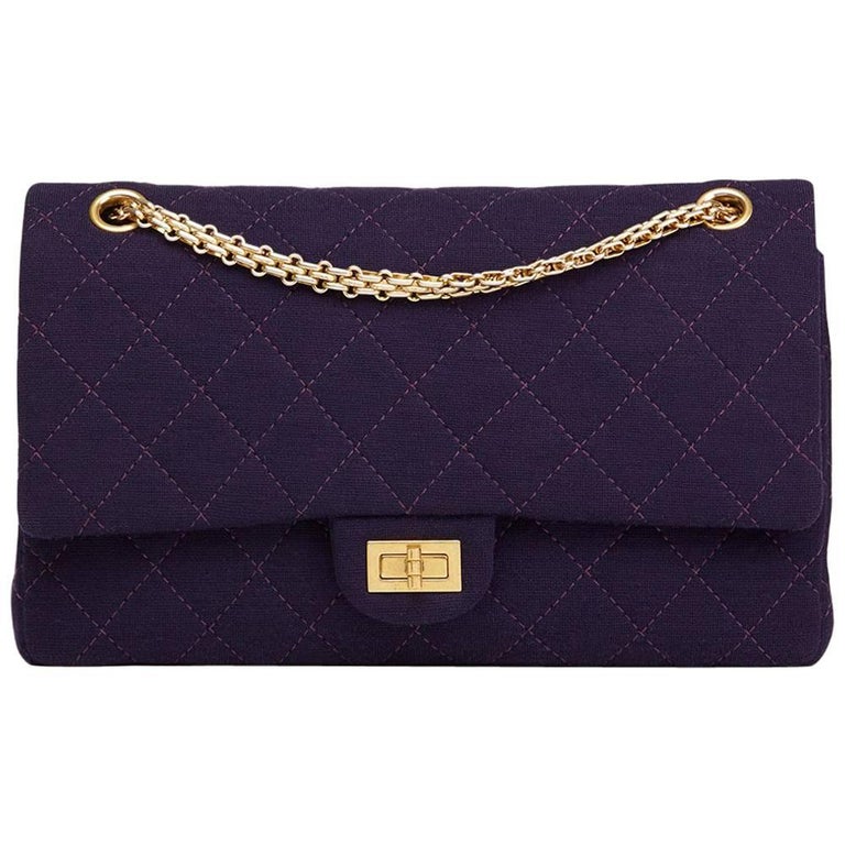 2013 Chanel Violet Quilted Jersey Fabric 2.55 Reissue 226 Double Flap