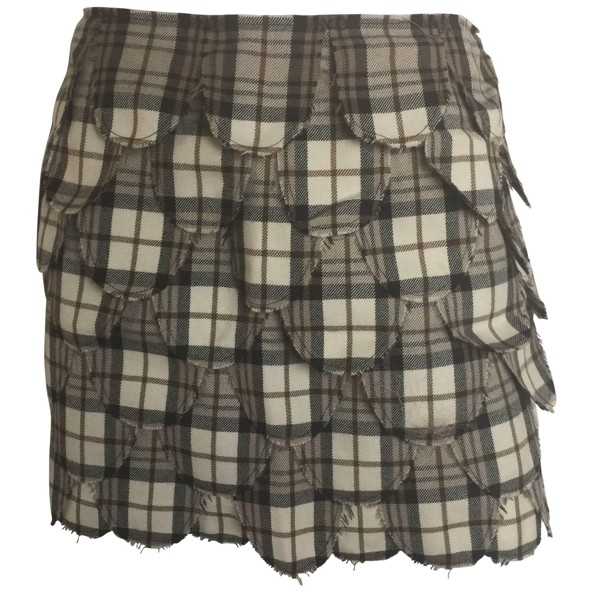 Moschino brown plaid mini skirt  For Sale