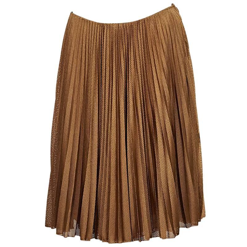 Copper Prada Perforated Nylon Skirt