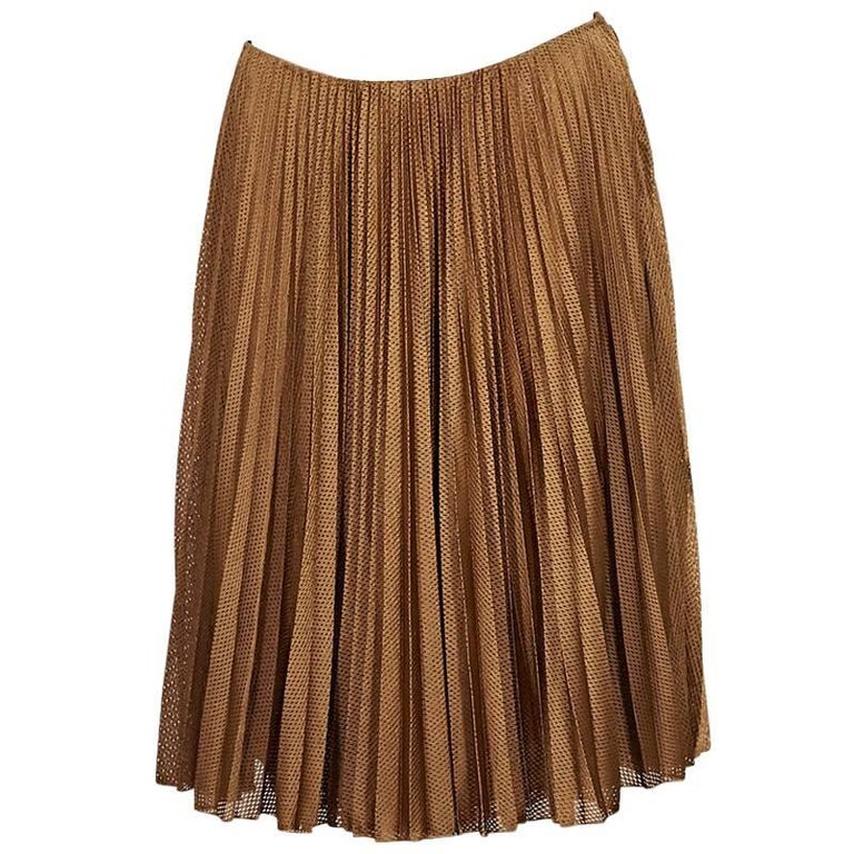 Copper Prada Perforated Nylon Skirt For Sale at 1stDibs | prada nylon skirt