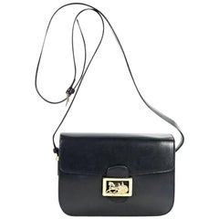 Black Vintage Celine Leather Crossbody Bag