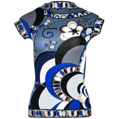 Emilio Pucci Blue, Black & Grey Top Sz XS