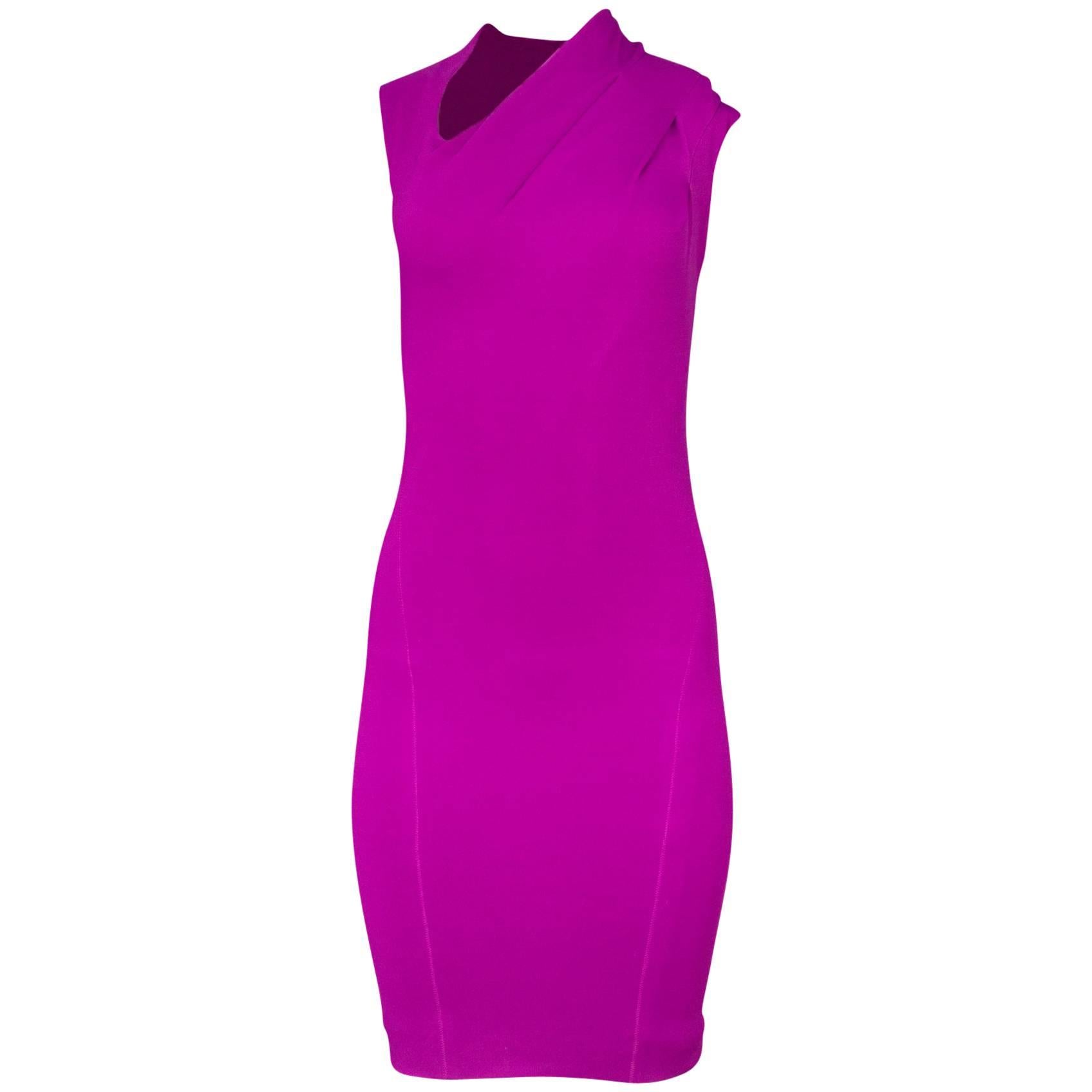 Donna Karan Purple Dress with Cowl Neck