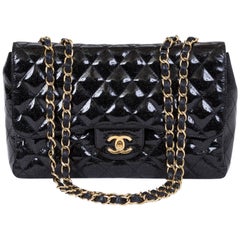 Chanel Black Sparkle Jumbo Single Flap