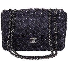 Chanel Black & Grey Sequins Flap Bag
