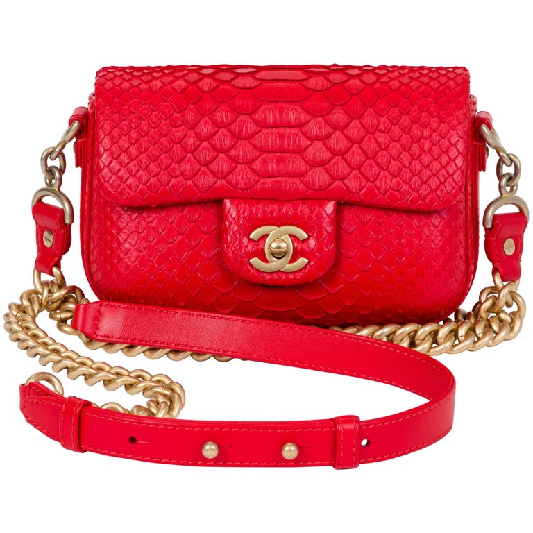 Red Chanel Python New Chanel Red and Gold Python Cross Body at 1stDibs