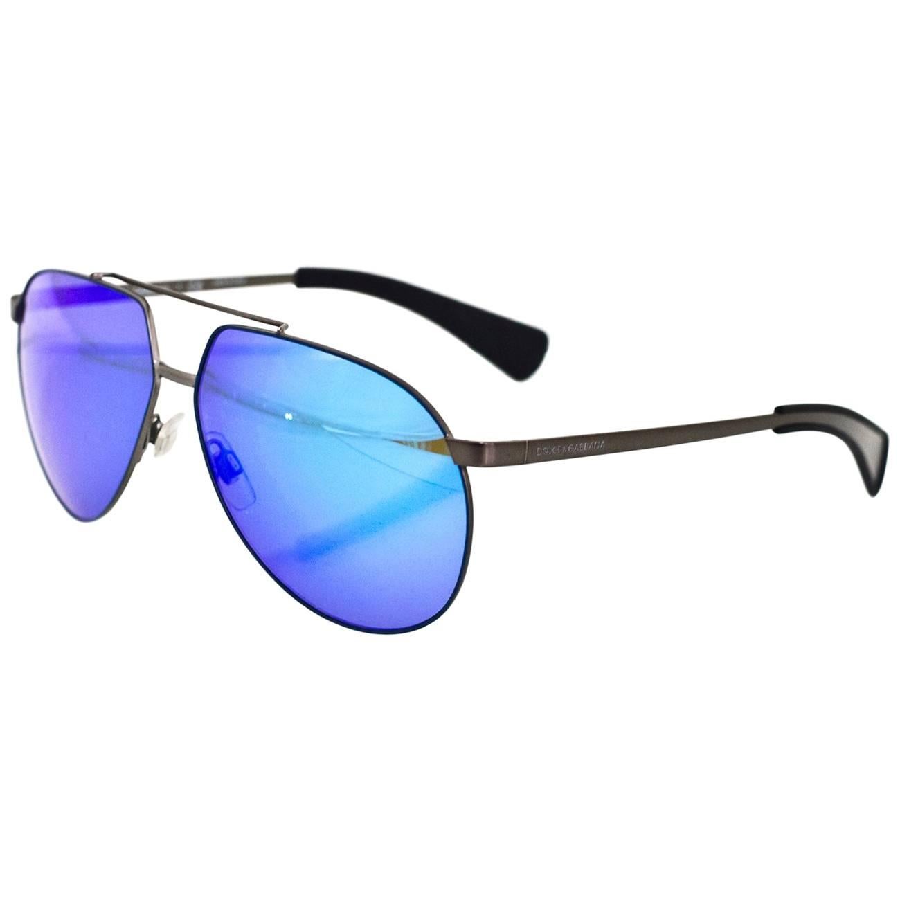 Dolce & Gabbana Blue Mirrored DG2152 Aviator Sunglasses