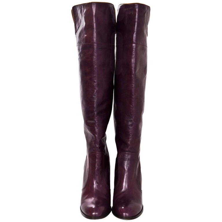 Chloe Plum Leather Knee High Boots Sz 40 For Sale at 1stDibs | plum ...